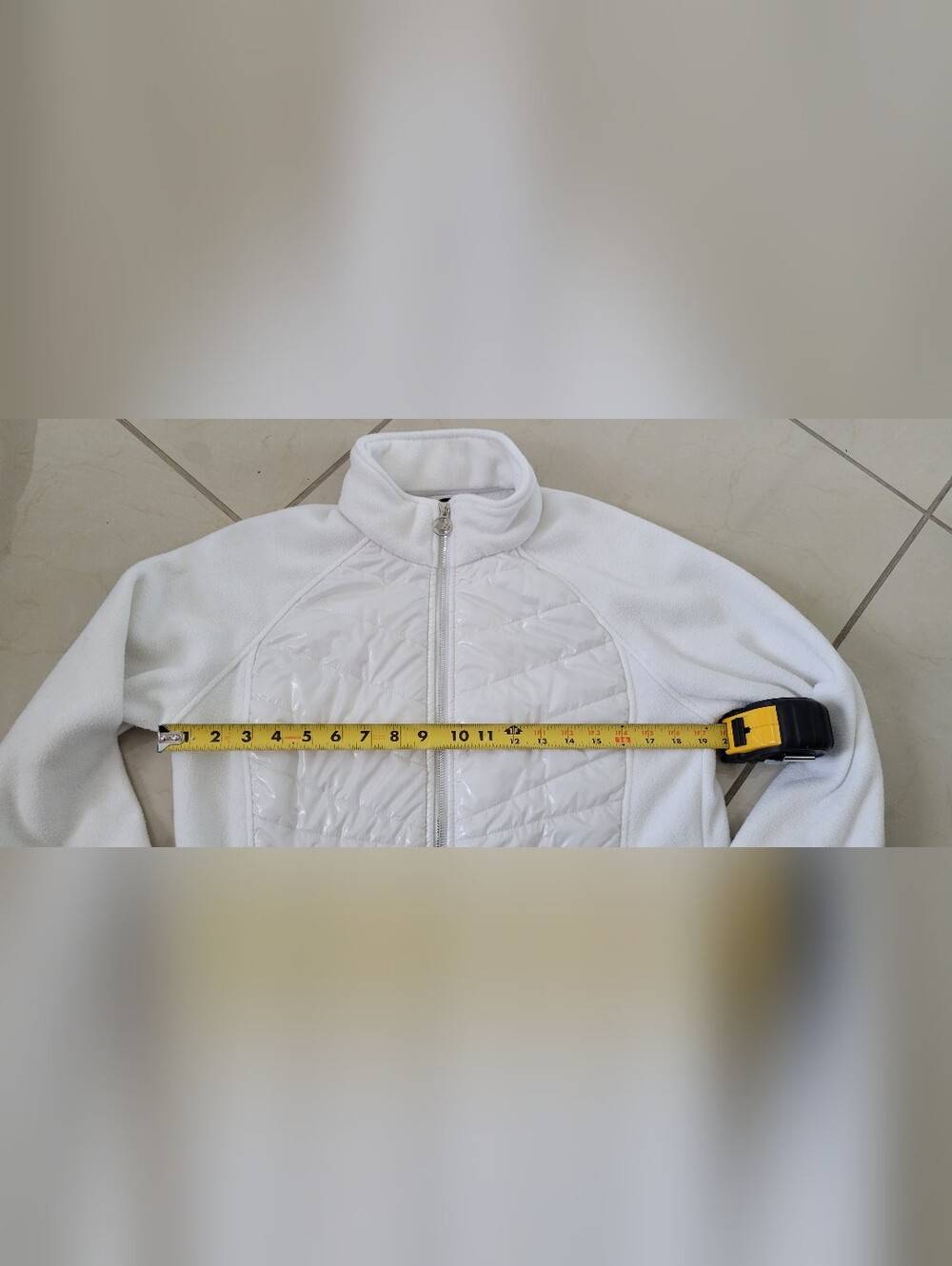 New Balance M White Fleece Hybrid Jacket Activewear Athleisure Gorpcore - Picture 6 of 9